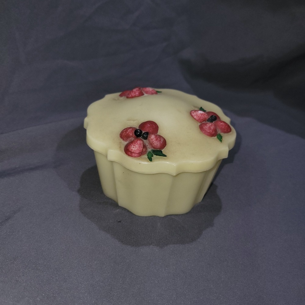 Vtg SCHWARZ BROS Plastic POWDER BOX Dresser VANITY Brothers SBP Floral Flowers